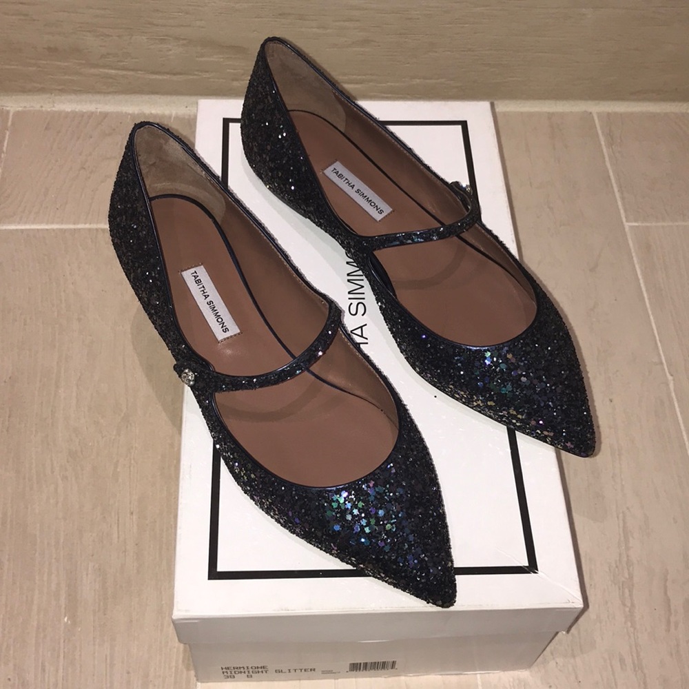 Tabitha Simmons glitter flats 38
